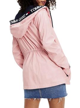 Chubasquero Tommy Jeans Tape Detail Rosa Mujer