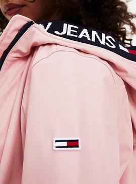 Chubasquero Tommy Jeans Tape Detail Rosa Mujer