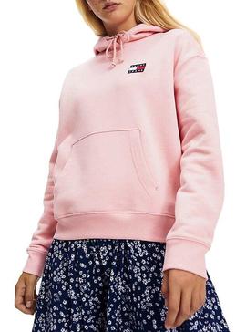 Sudadera Tommy Jeans Badge Hoodie Rosa Mujer