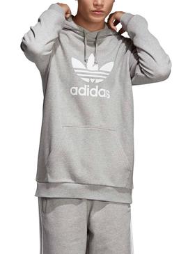 Sudadera Adidas Trefoil Hoofie Gris Para Hombre