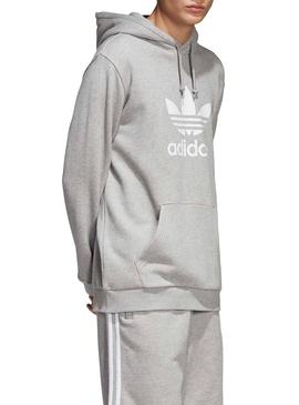 Sudadera Adidas Trefoil Hoofie Gris Para Hombre