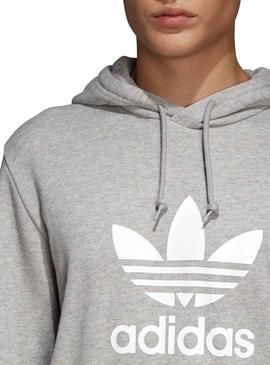 Sudadera Adidas Trefoil Hoofie Gris Para Hombre