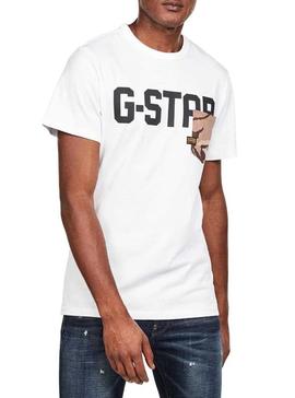 Camiseta G-Star Pocket Blanco Para Hombre