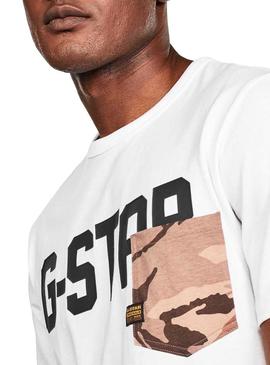Camiseta G-Star Pocket Blanco Para Hombre