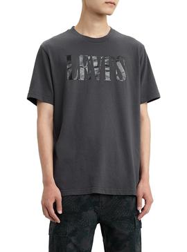 Camiseta Levis Serif Logo Gris Para Hombre