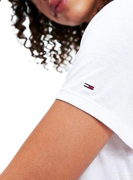 Camiseta Tommy Jeans Corp Heart Logo Blanco Mujer