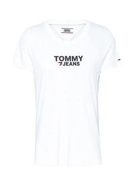 Camiseta Tommy Jeans Corp Heart Logo Blanco Mujer