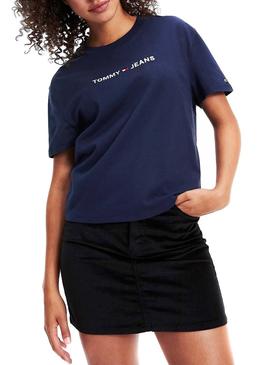 Camiseta Tommy Jeans Linear Logo Marino Mujer