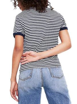 Camiseta Tommy Jeans Stripe Heart Para Mujer