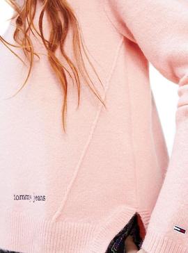 Jersey Tommy Jeans Side Stitch Rosa Para Mujer