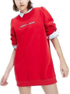 Vestido Tommy Jeans Heart Logo Rojo Para Mujer