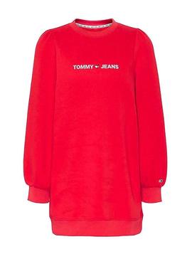 Vestido Tommy Jeans Heart Logo Rojo Para Mujer