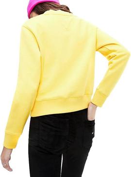 Sudadera Tommy Jeans Flag Crew Amarillo Mujer