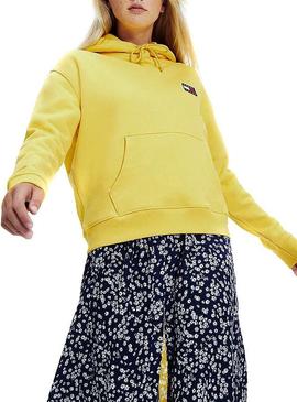 Sudadera Tommy Jeans Badge Hoodie Amarillo Mujer