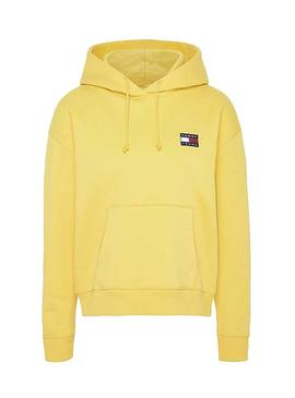 Sudadera Tommy Jeans Badge Hoodie Amarillo Mujer