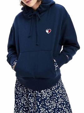 Sudadera Tommy Jeans Modern Logo Azul Para Mujer