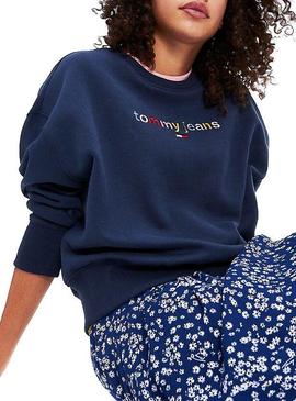 Sudadera Tommy Jeans Logo Multicolor Para Mujer