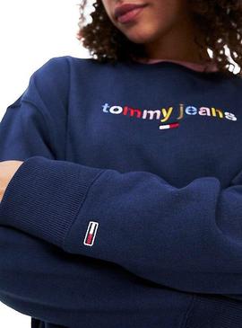 Sudadera Tommy Jeans Logo Multicolor Para Mujer