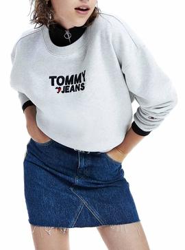 Sudadera Tommy Jeans Corp Heart Gris Para Mujer