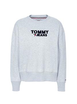 Sudadera Tommy Jeans Corp Heart Gris Para Mujer