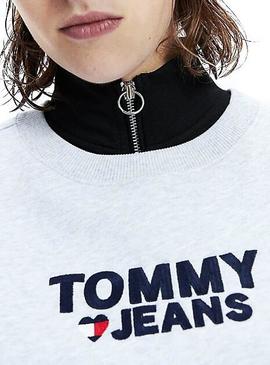 Sudadera Tommy Jeans Corp Heart Gris Para Mujer