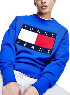 Sudadera Tommy Jeans Flag Azul Para Hombre