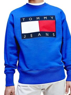 Sudadera Tommy Jeans Flag Azul Para Hombre