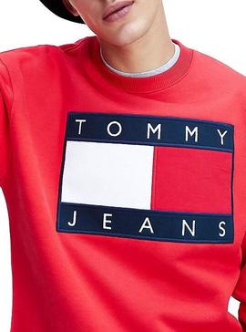 Sudadera Tommy Jeans Flag Rojo Para Hombre