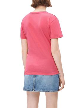 Camiseta Calvin Klein Blocking Monogram Rosa Mujer