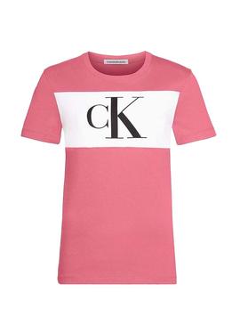 Camiseta Calvin Klein Blocking Monogram Rosa Mujer