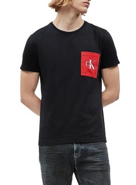 Camiseta Calvin Klein Monogram Pocket Negro Hombre