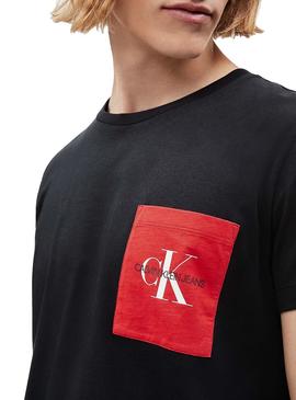 Camiseta Calvin Klein Monogram Pocket Negro Hombre