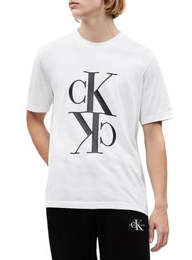 Camiseta Calvin Klein Mirrored Monogram Blanco