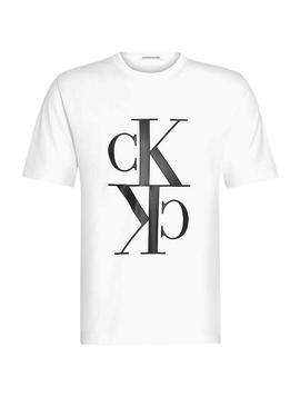 Camiseta Calvin Klein Mirrored Monogram Blanco