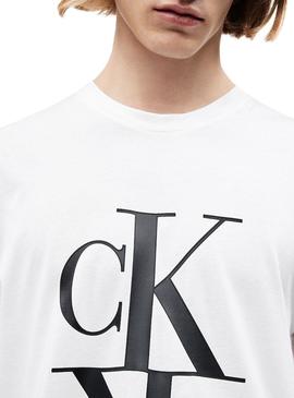 Camiseta Calvin Klein Mirrored Monogram Blanco