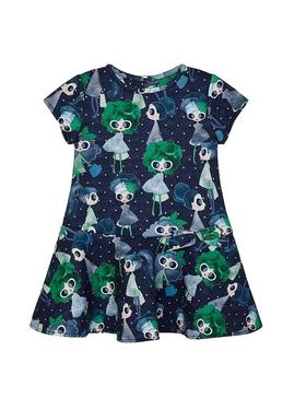 Vestido Mayoral Doble Estampado Verde Para Niña