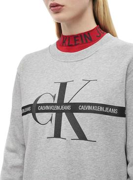 Vestido Calvin Klein Taping Monogram Gris Mujer
