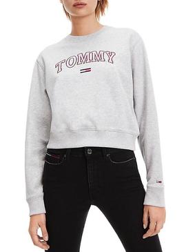 Sudadera Tommy Jeans Neon Outline Gris Mujer