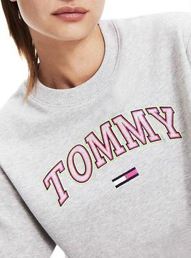 Sudadera Tommy Jeans Neon Outline Gris Mujer