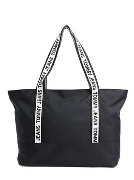 Bolso Tommy Jeans Tote Logo Tape Negro Para Mujer