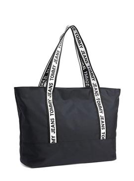 Bolso Tommy Jeans Tote Logo Tape Negro Para Mujer
