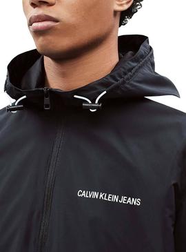 Cortavientos Calvin Klein Logo Negro Para Hombre