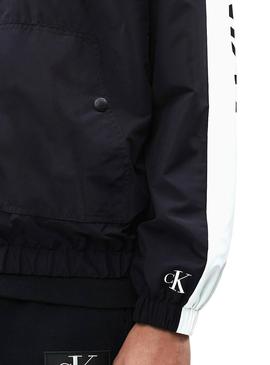 Cortavientos Calvin Klein Logo Negro Para Hombre