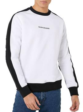 Sudadera Calvin Klein Bloking Logo Blanco Hombre