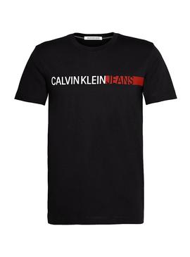Camiseta Calvin Klein Jeans Stripe Negro Hombre
