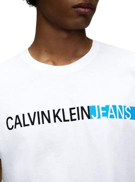 Camiseta Calvin Klein Jeans Stripe Blanco Hombre