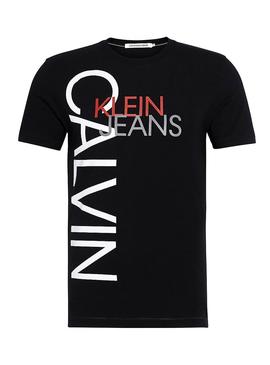 Camiseta Calvin Klein Jeans Vertical Negro Hombre