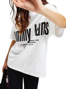 Camiseta Tommy Jeans Diagonal Blanco Mujer