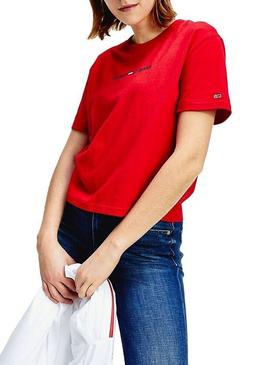 Camiseta Tommy Jeans Linear Rojo Mujer