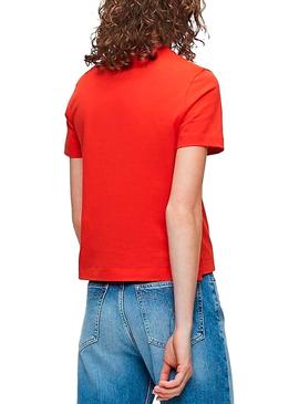Camiseta Calvin Klein Jeans Round Logo Rojo Mujer